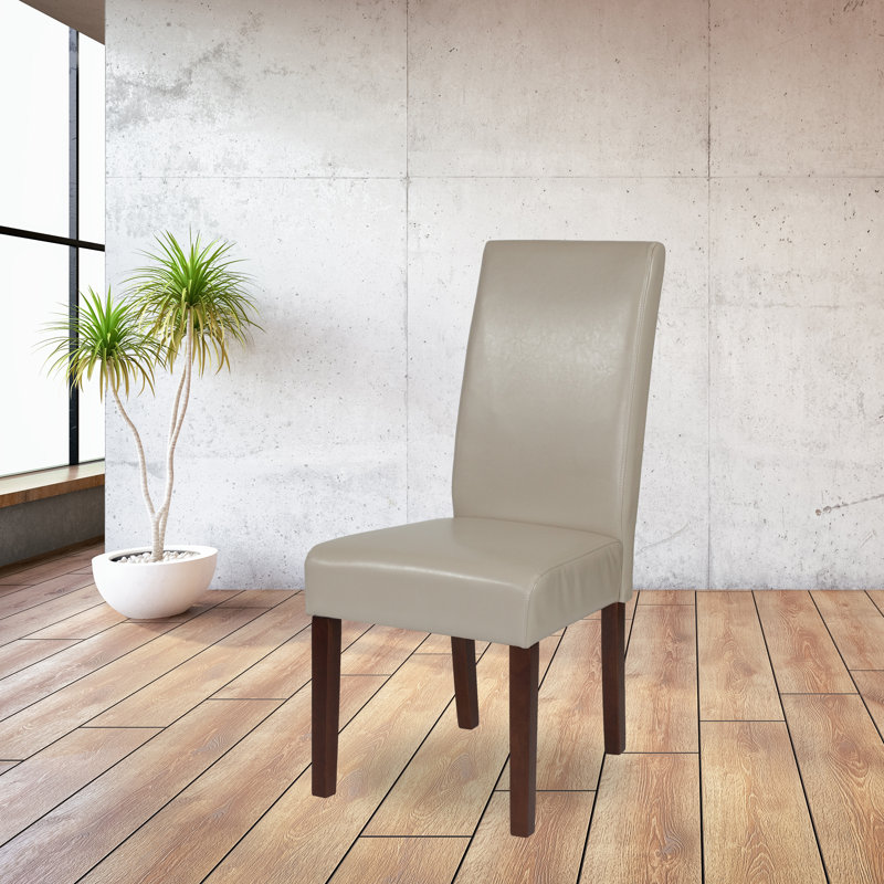 Arruda Upholstered Parsons Chairs-Panel Stitching, Beige, 1