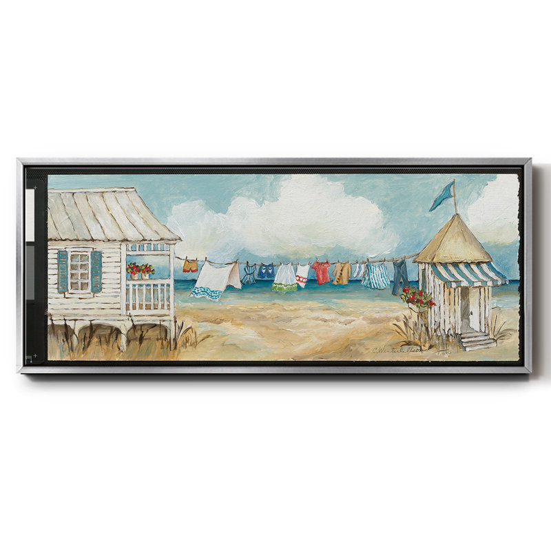 «Fresh Laundry I», peinture sur toile à cadre flottant, H 8 po x l 20 po, Argent