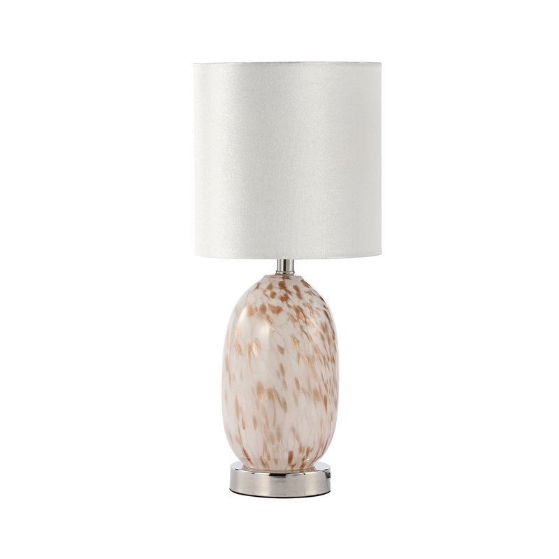 Cieara 47.5cm Living Room Table Lamp with Glass Base, Bedside Buffet Lamp with Chic Velvet Shade