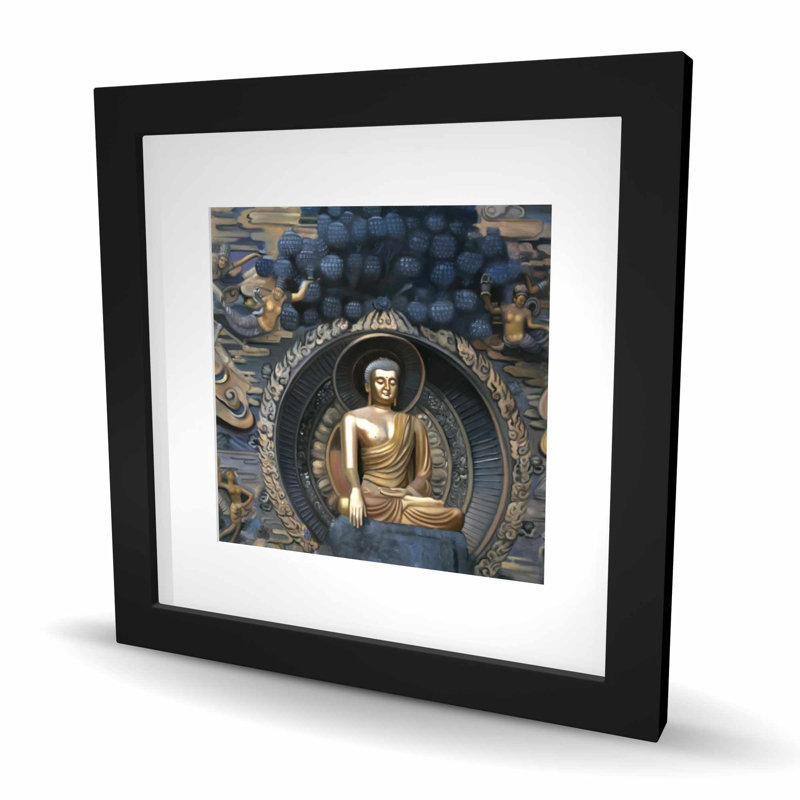Grand Bouddha à Lingshan, décor encadré, Noir