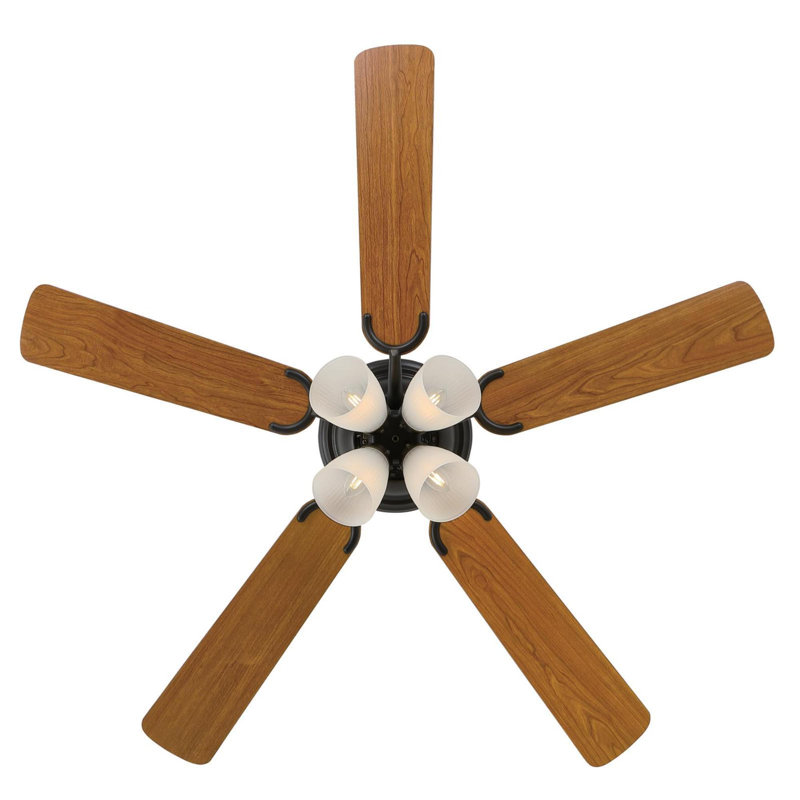 Rosenblatt 52'' Ceiling Fan with Light Kit, Frosted Ribbed, White