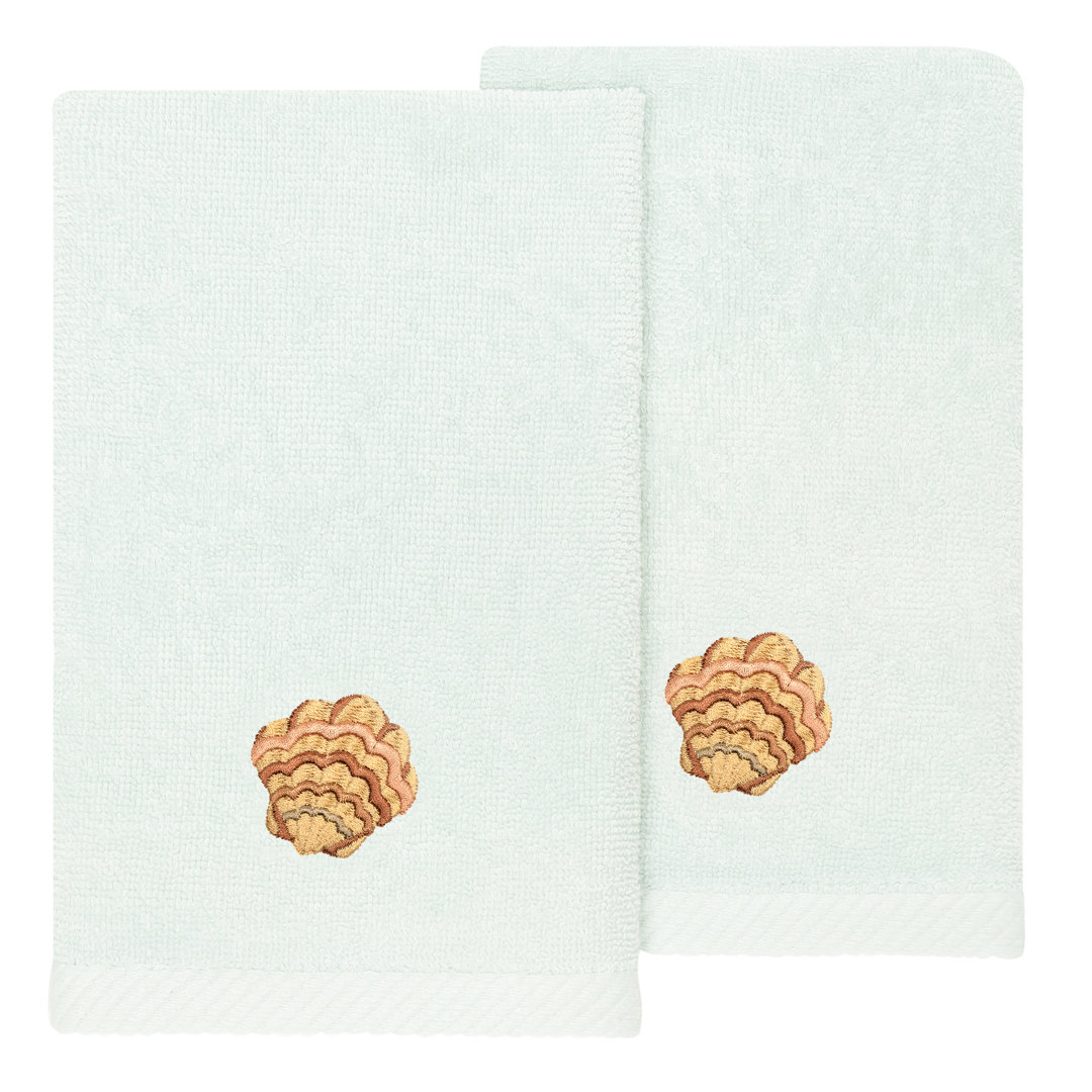  2 Piece Turkish Cotton Aaron Embellished Fingertip Towel Set (Set of 2) Linum Home Textiles 