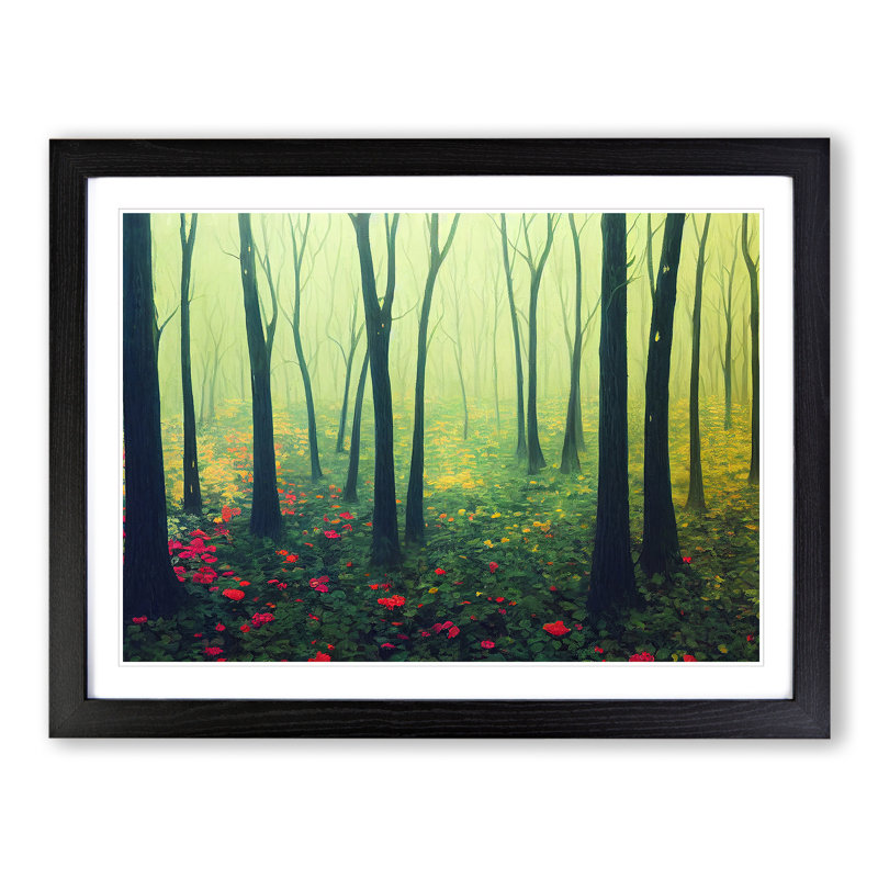 XH1022-8170X Spring Forest Flowers Vol.1 - Single Picture Frame Print, Black Framed, 46cm H x 64cm W x 2cm D