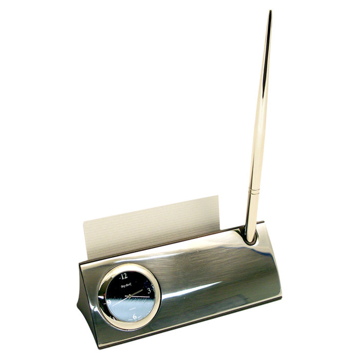 Aparicio Analog Metal Quartz Movement / Crystal Tabletop Clock in Silver Winston Porter