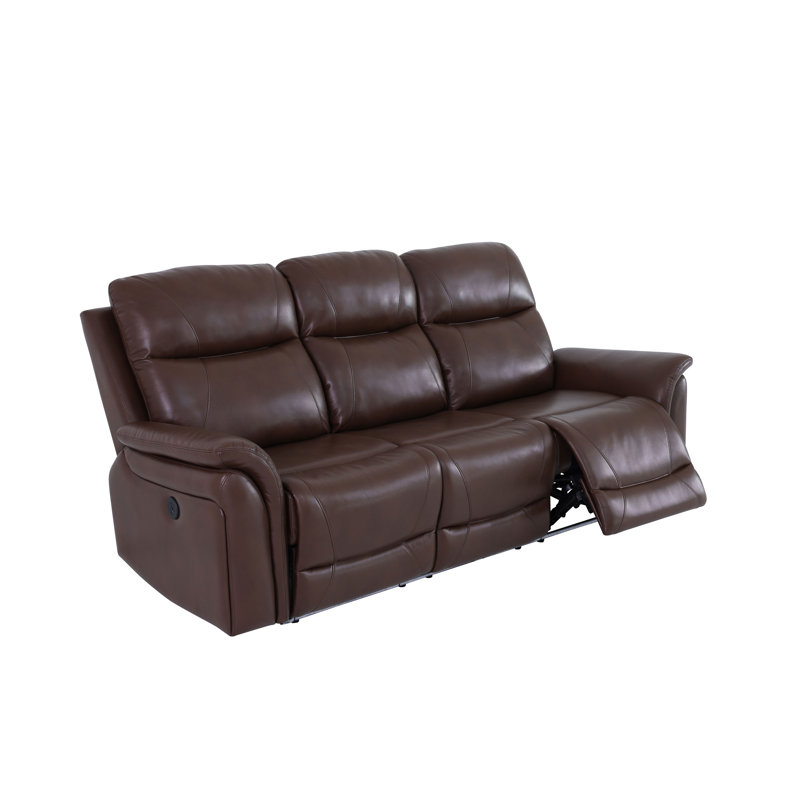 Canapé de salon inclinable 2 pièces en cuir végétalien Chester Brown Reddish