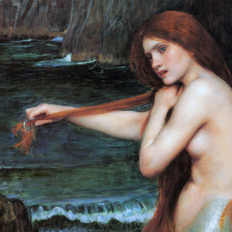 Reproduction d'art sur toile, "A Mermaid", H 28,5 po x l 22 po x P 1,75 po