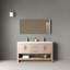 Meuble-lavabo autoportant de 60 po avec deux lavabos, armoire en contreplaqué avec 2 tiroirs, 4 portes et une tablette ouverte, lavabo intégré en acrylique blanc