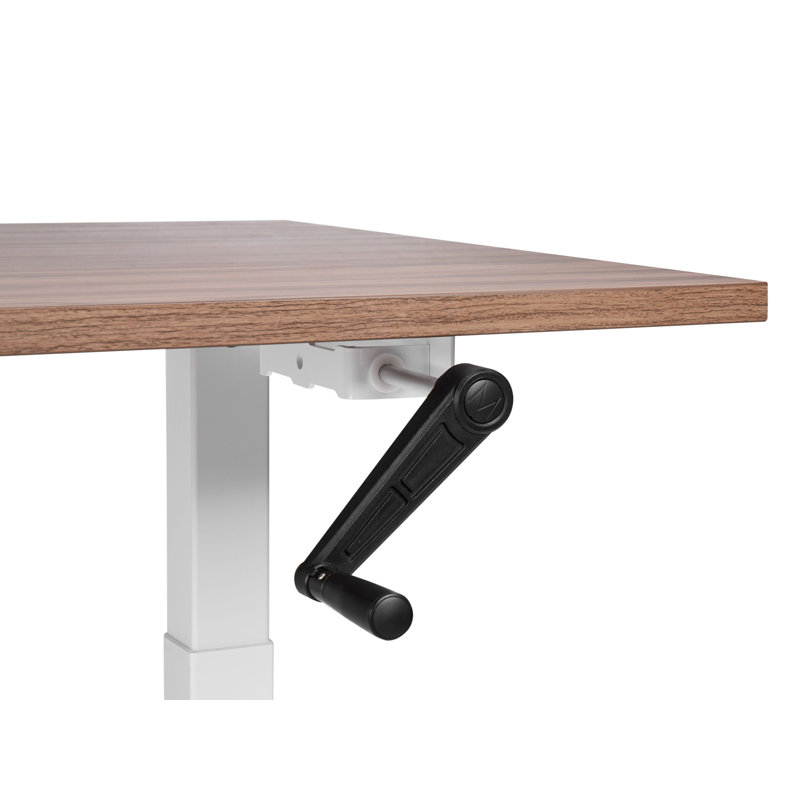 Nateasha Adjustable Metal Base Standing Desk, 119cm H x 120cm W x 72cm D, White, Brown