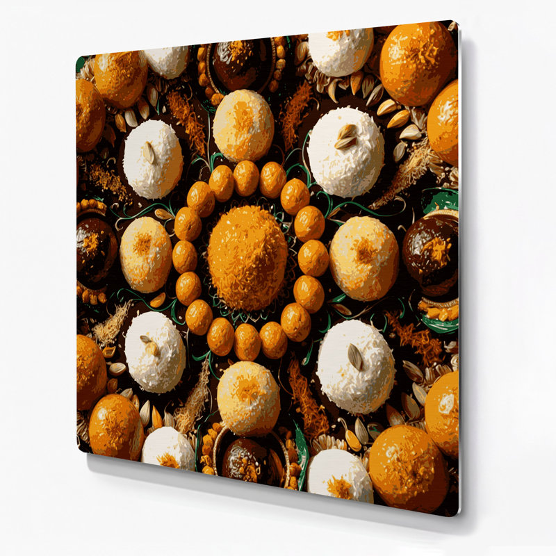 Desserts, art mural brun en métal Ladoo, H 32 po x l 32 po