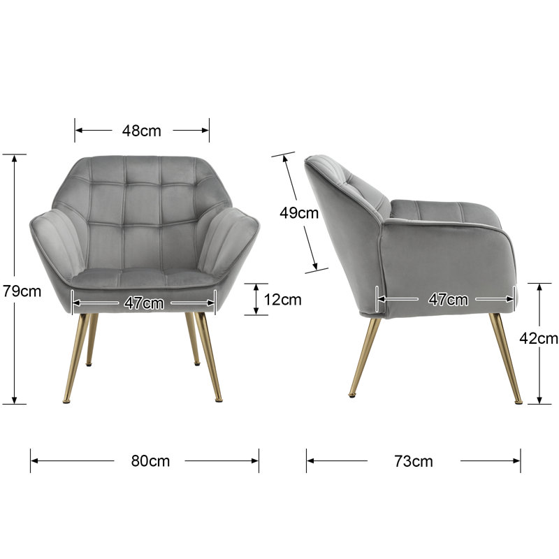 Ailigael Upholstered Armchair, in Grey