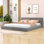 Grand lit plateforme tapissier en bois avec tête de lit