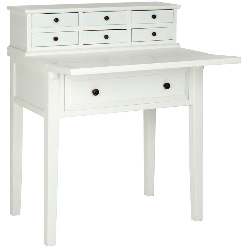 Bureau pliable 7 tiroirs Fazli, Blanc
