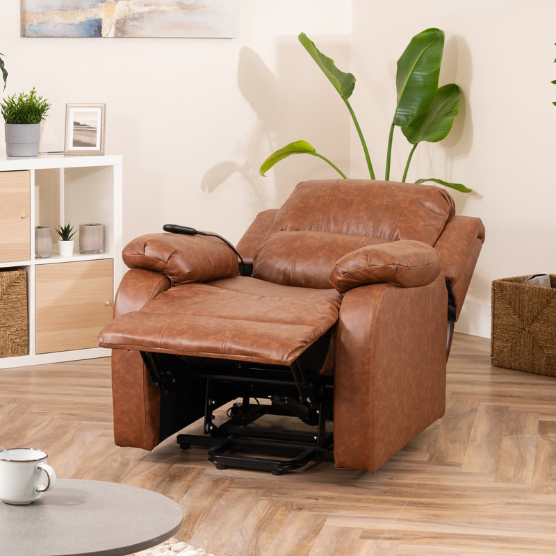 Patchway Faux Leather Heated Massage Chair, Tan
