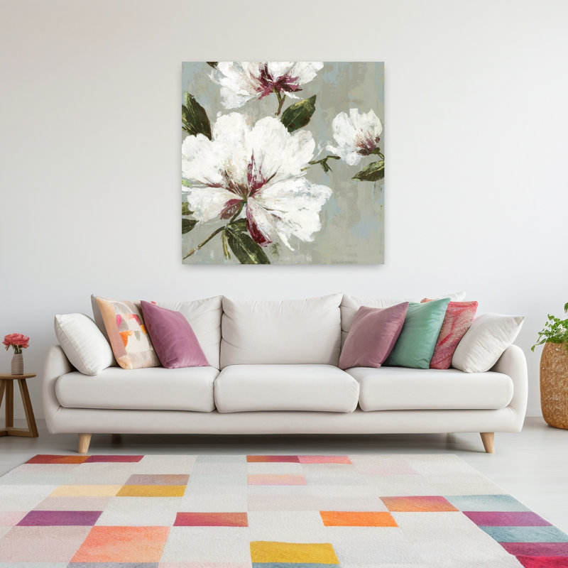 «I Delicate Elegant Contemporary Nature Flower Art», H 48 po x l 48 po