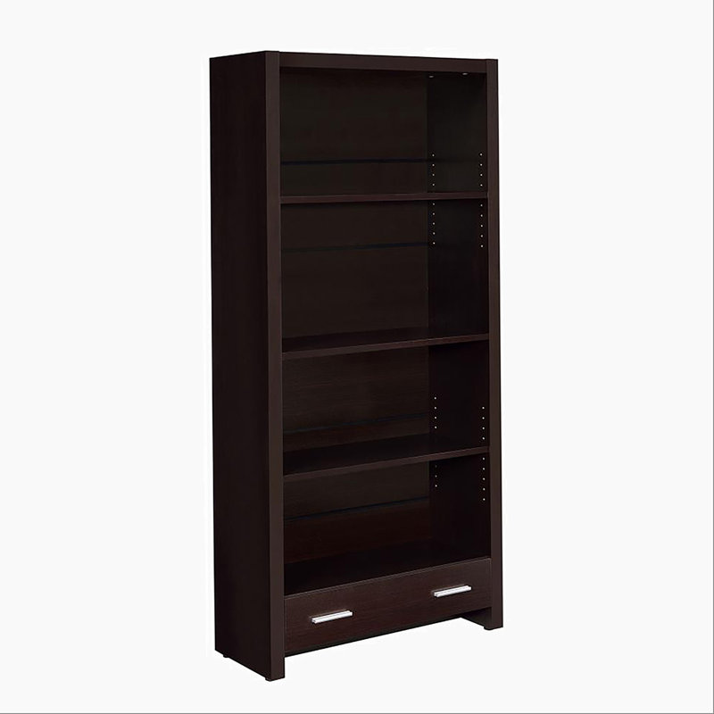 Bibliothèque à 4 tablettes avec tiroir de rangement au fini cappuccino