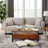 Hadaway Solid Acacia Wood Coffee Table with Storage - Dual-Sided Drawers Industrial Center Table - Herringbone Modern Farmhouse