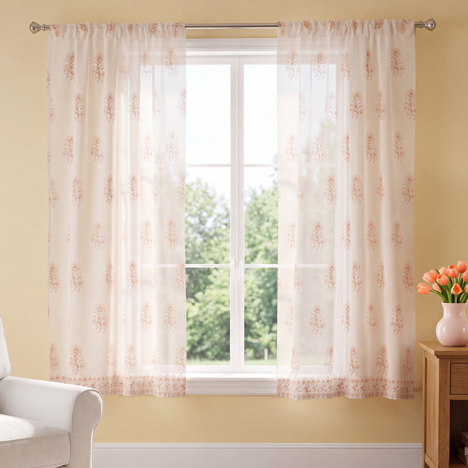 Brookridge Semi-Sheer Cotton Curtain Panel Set