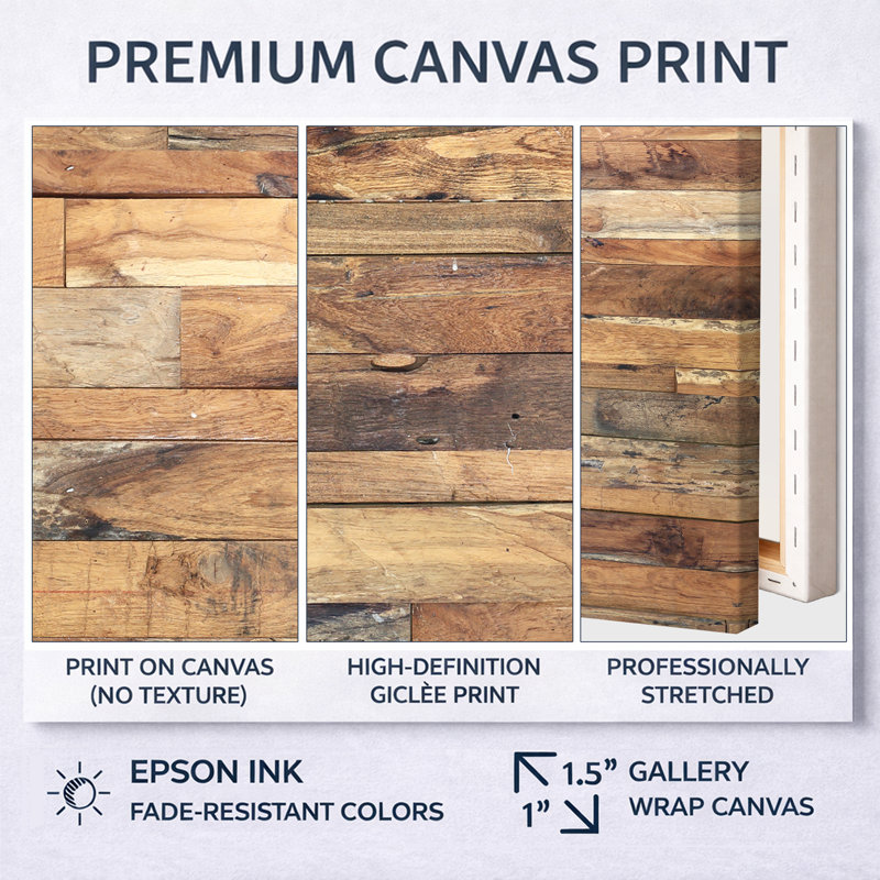 Brown Wood Texture - ensemble de 3 reproductions sur toile flottantes, H 32 po x l 48 po x P 1 po, Cadre blanc