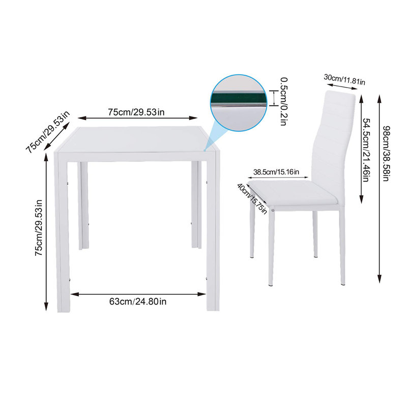 Otisco 2 - Person Dining Set, White