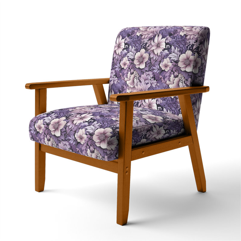 Eerie Elegance Moody Patterns - Velvet Upholstered Cottage Accent Arm Chair, Brown Square Arms