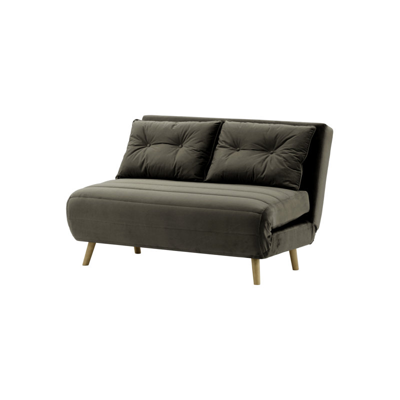 Varujhan 2 Seater Sofa Bed, Graphite, Wax Black,  78cm H X 120cm W X 90cm D