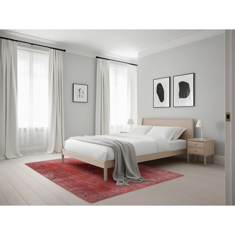 Tapis rouge contemporain, Rectangle 5 pi x 7 pi