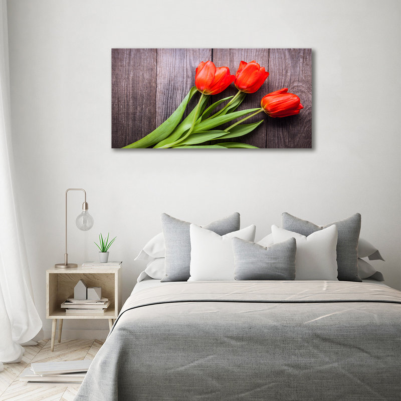 Red Tulips - Wrapped Canvas Print