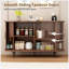 Buffet l 47 po en noyer, armoire d'appoint cannelée avec rebord courbé, crédence à porte coulissante pour salon, salle à manger, cuisine, couloir