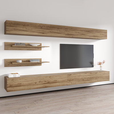 Meuble audio-vidéo mural flottant moderne de 126 po avec éclairage à DEL 16 couleurs Narvaez