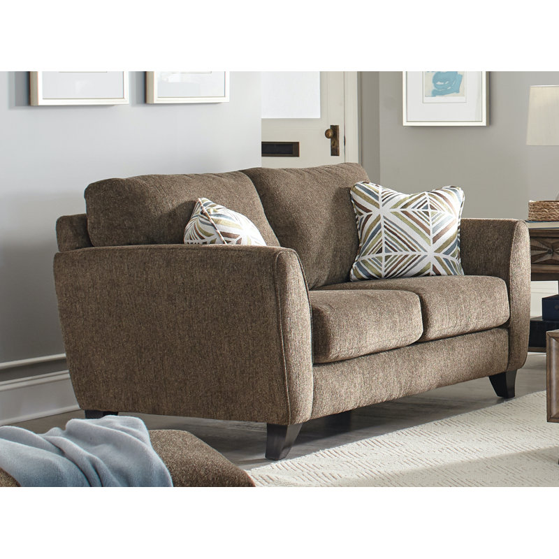 Bestla 68" Square Arm Loveseat with Reversible Cushions, Latte Polyester