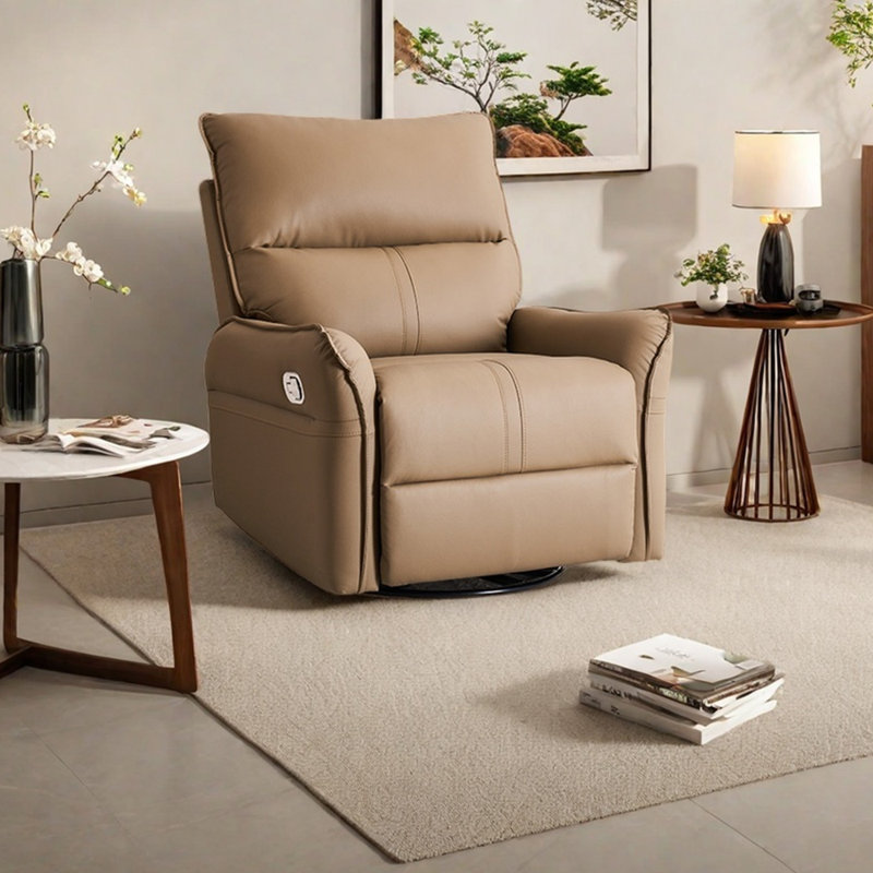 Modern light luxury faux leather lounge chair, Brown