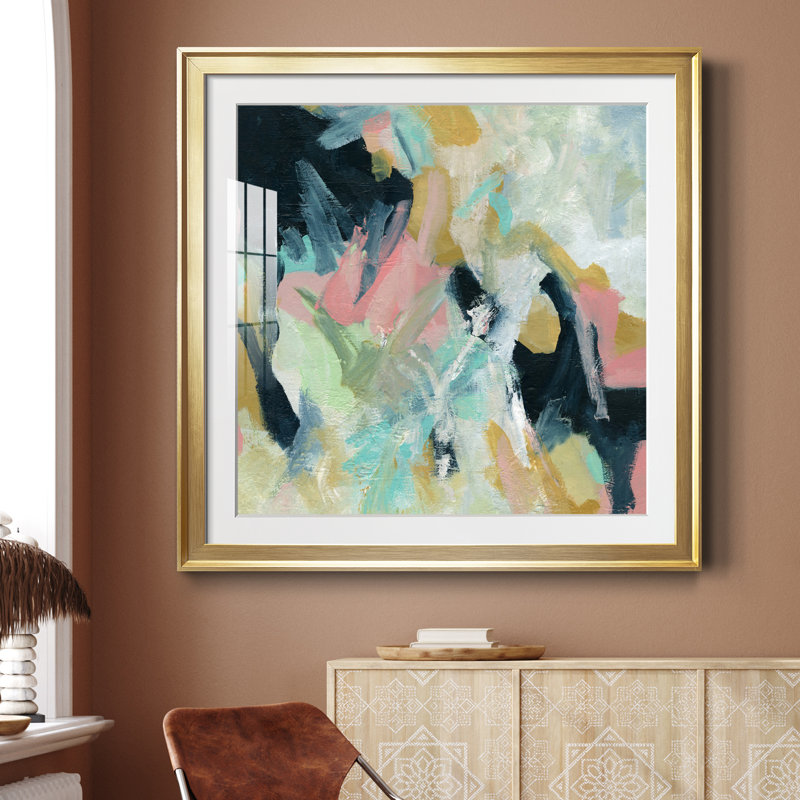 Vitalité - peinture encadrée, Papier encadré doré, H 34,5 po x l 34,5 po x P 1,5 po