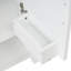 Meuble-lavabo de 30 pouces avec lavabo en céramique et rangement polyvalent, parfait pour les petites salles de bain et les décors modernes.