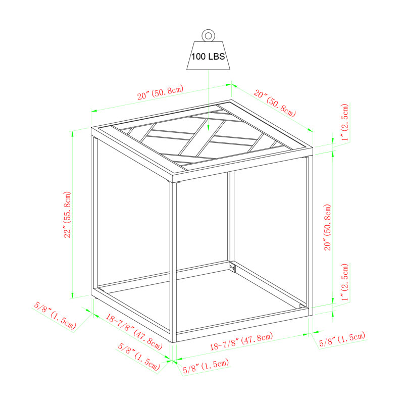 Square End Table with Parquet Top