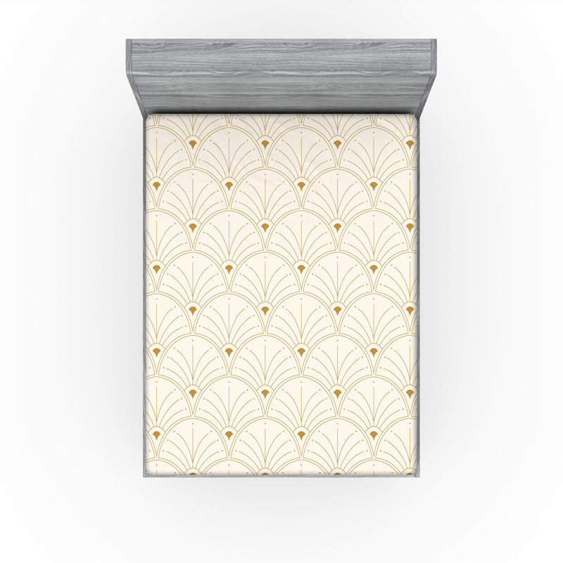  Drap-housse géométrique, Drap-housse grand, Eggshell/Sand Brown