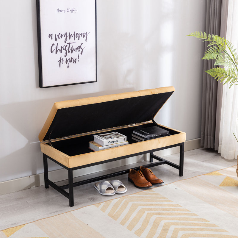 Banc de rangement à couvercle rabattable Tulsita, Beige