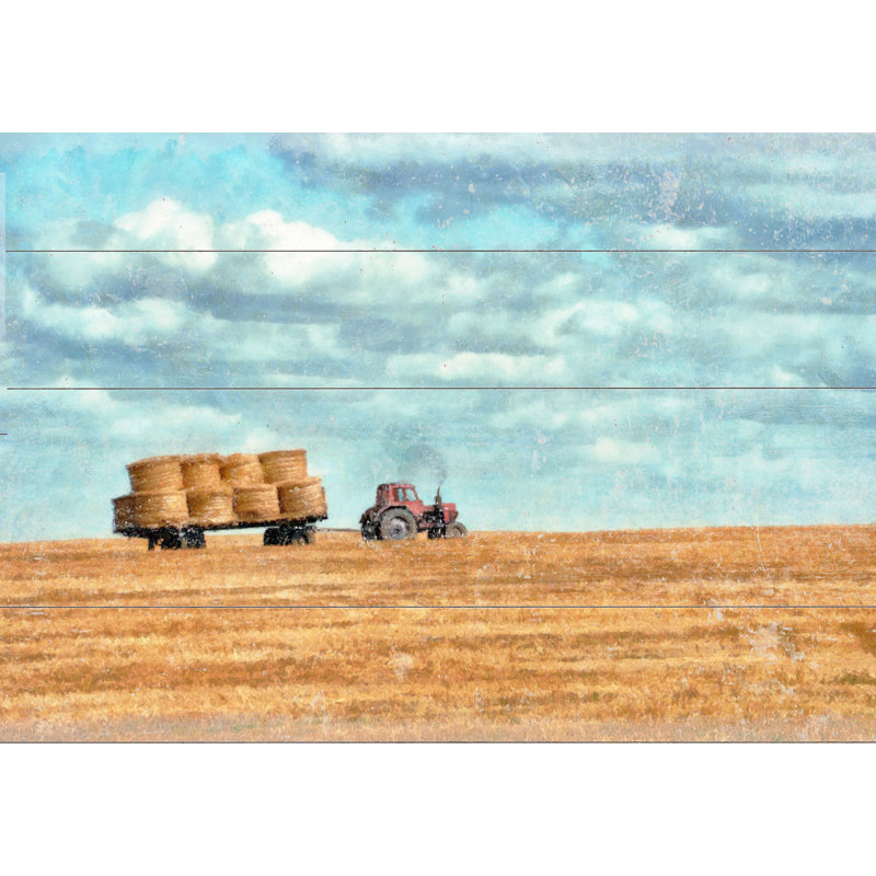 Farmhouse Tractor - Wrapped Canvas Print, 30cm H x 46cm W
