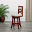Tabouret pivotant à dossier en X de 24 po de hauteur comptoir, finition cerisier, siège en tissu beige-519815679-519815676