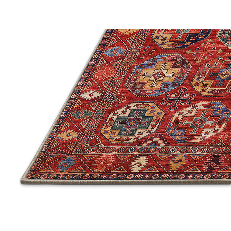 Tapis de style oriental rouge, Rectangle 7 pi x 9 pi