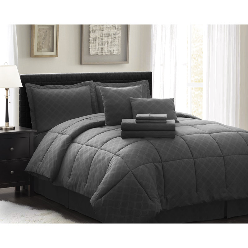 10-Piece Pre-Washed Microfiber Comforter Bed-in-a-bag, Black, Twin  XL Comforter + 10 Additional Pieces