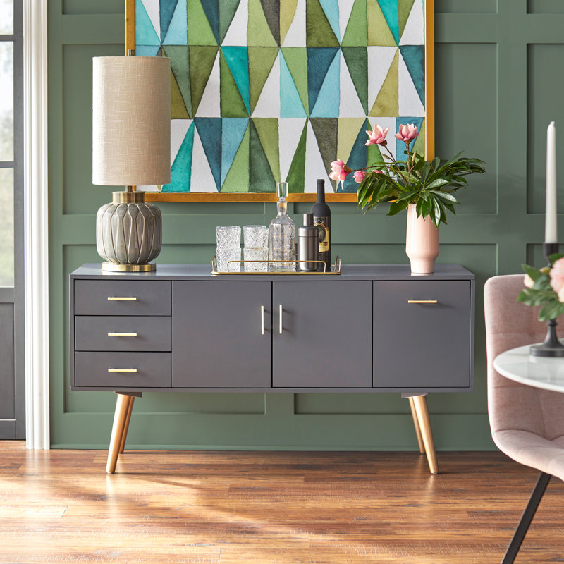 Buffet 3 tiroirs Hoai, Gris anthracite
