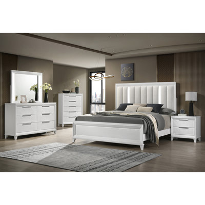 Meuble de rangement de 1 chambre à coucher à 6 tiroirs en bois massif de style transitionnel contemporain et contemporain