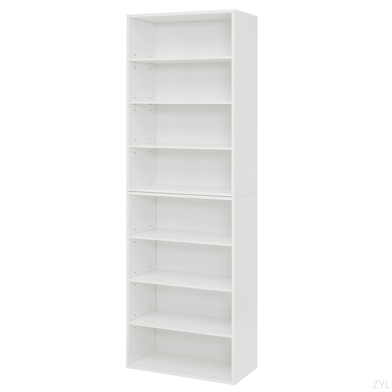 Bibliothèque avec rangement réglable à 8 couches, Blanc