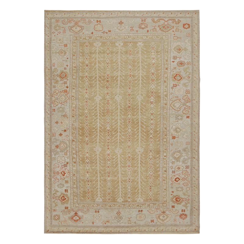 Modern Hand Knotted Silk Floral Area Rug, Rectangle 5' x 7'