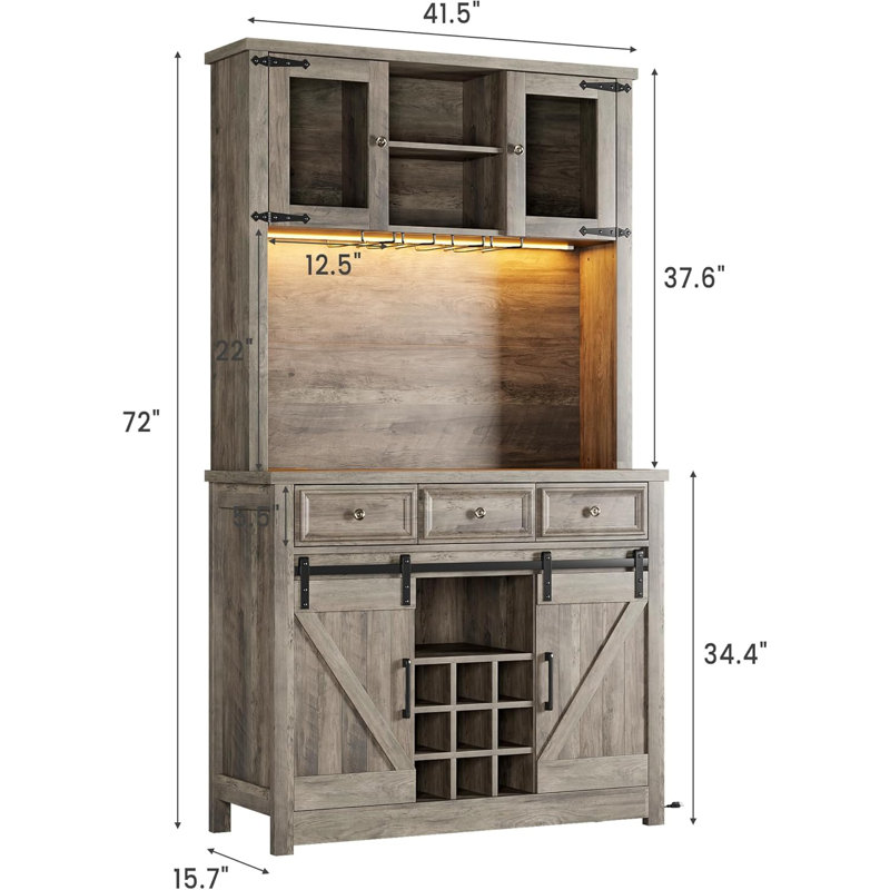 Armoire de buffet de cuisine avec bar et rangement pour le vin 