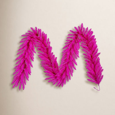 The Holiday Aisle® 9' x 14" Hot Pink Artificial UnLit Garland with 270 Realistic PVC Tips.