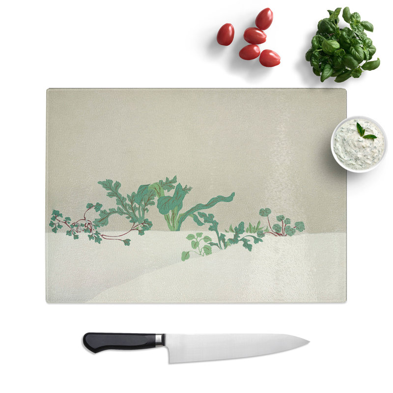 Plants by Kamisaka Sekka Chopping Board, 0.4cm H x 28.5cm W x 39cm L