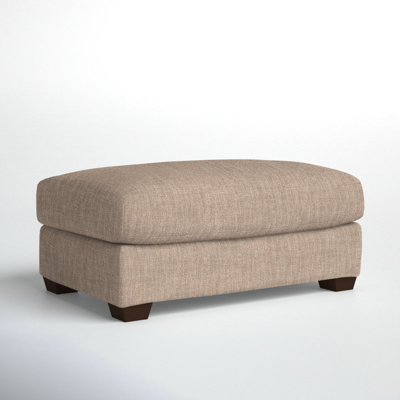 Rhodes Upholstered Ottoman, Conversation Linen Basketweave