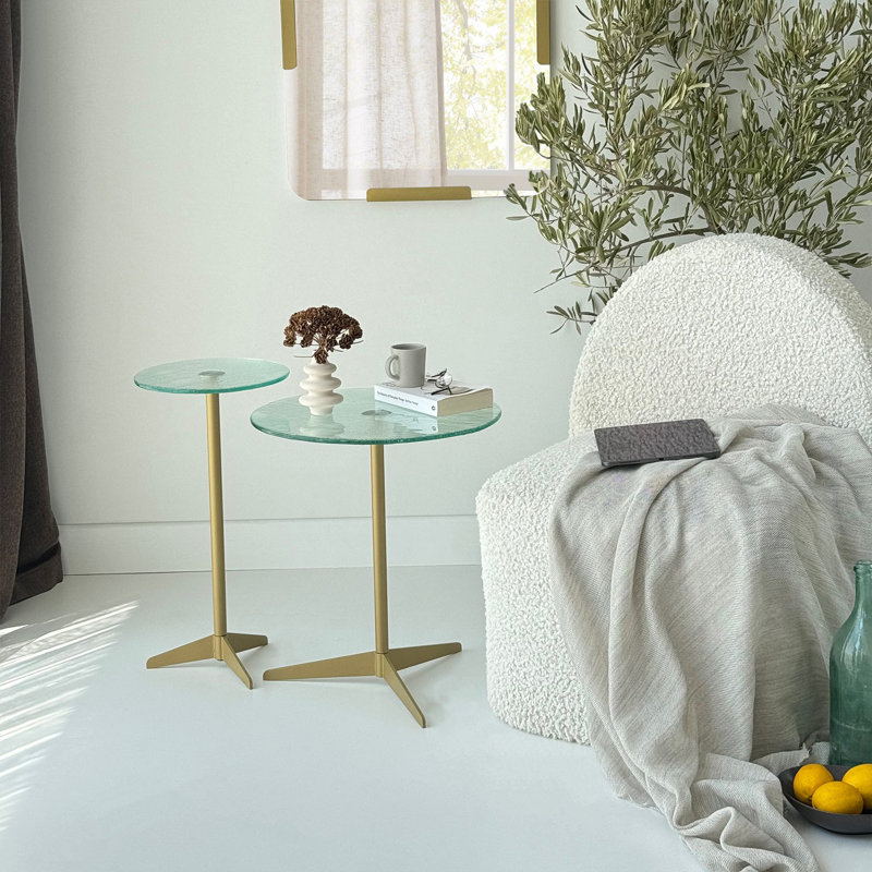 Ensemble de tables d'appoint, Doré, Transparent