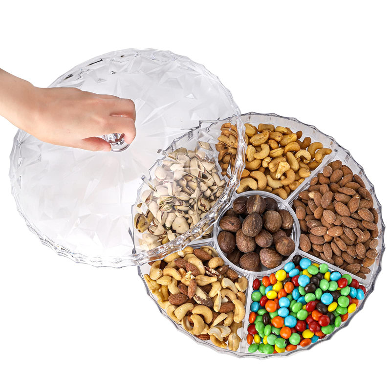 Snack Serving Tray, 12" Appetizer Tray with Lid